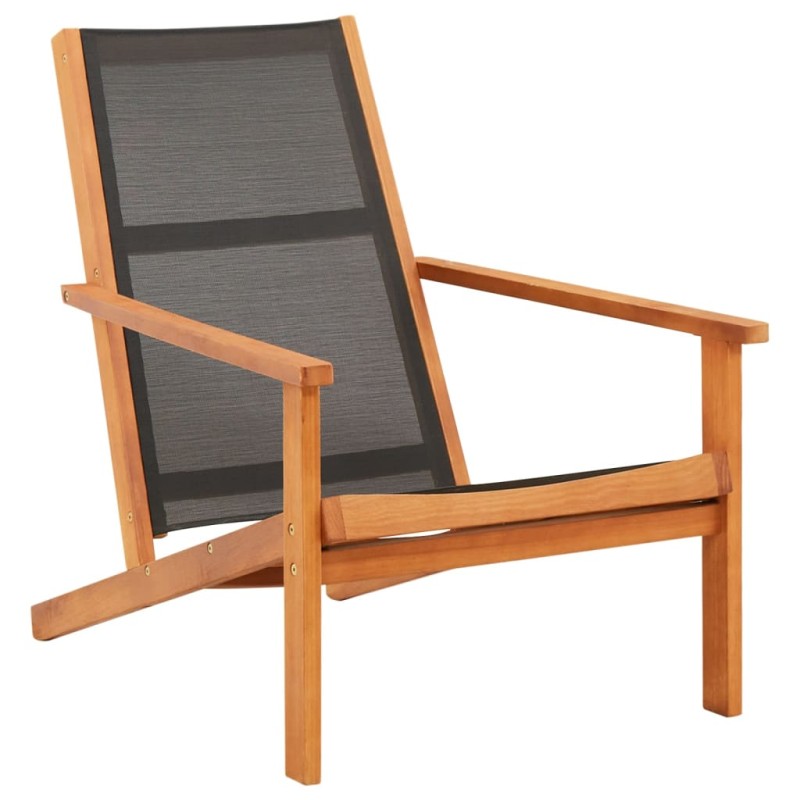 vidaXL Garten-Loungestuhl Schwarz Massivholz Eukalyptus und Textilene vidaXL Garten-Loungestuhl Schwarz Massivholz Eukalyptus und Textilene