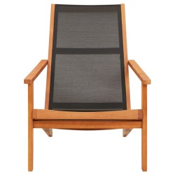 vidaXL Garten-Loungestuhl Schwarz Massivholz Eukalyptus und Textilene