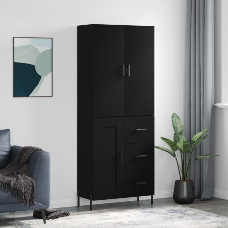 Highboard Schwarz 69,5x34x180 cm Holzwerkstoff