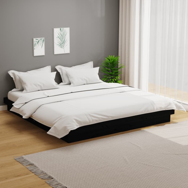 vidaXL Massivholzbett Schwarz 200x200 cm vidaXL Massivholzbett Schwarz 200x200 cm