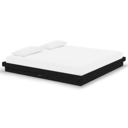 vidaXL Massivholzbett Schwarz 200x200 cm