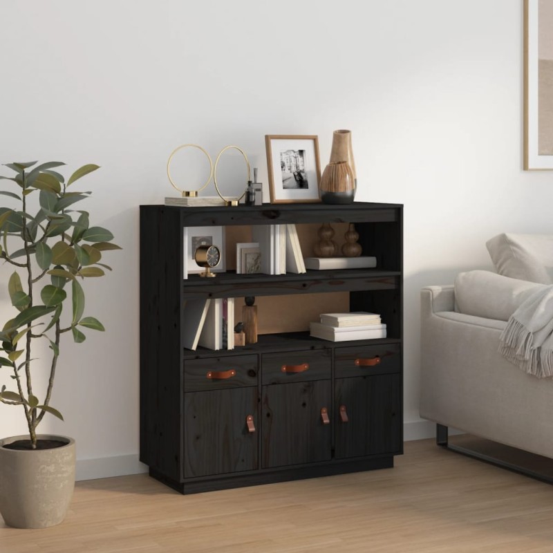 vidaXL Highboard Schwarz 100x40x108,5 cm Massivholz Kiefer vidaXL Highboard Schwarz 100x40x108,5 cm Massivholz Kiefer