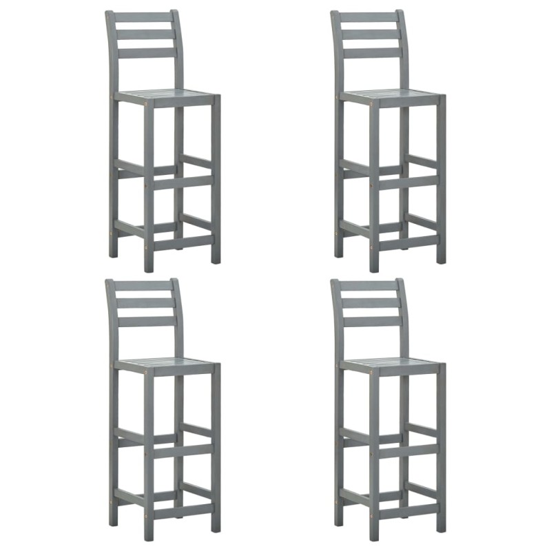 vidaXL Barhocker 4 Stk. Grau Massivholz Akazie vidaXL Barhocker 4 Stk. Grau Massivholz Akazie