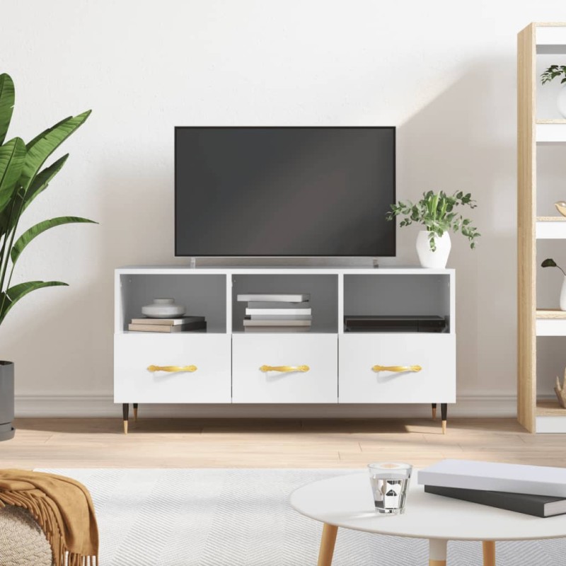 vidaXL TV-Schrank Hochglanz-Weiß 102x36x50 cm Holzwerkstoff vidaXL TV-Schrank Hochglanz-Weiß 102x36x50 cm Holzwerkstoff