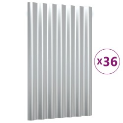 vidaXL Dachpaneele 36 Stk. Pulverbeschichteter Stahl Silber 60x36 cm