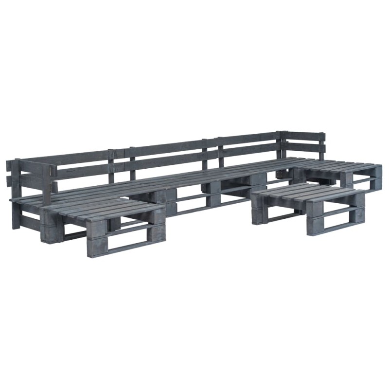 6-tlg. Garten-Sofagarnitur aus Paletten Holz Grau 6-tlg. Garten-Sofagarnitur aus Paletten Holz Grau