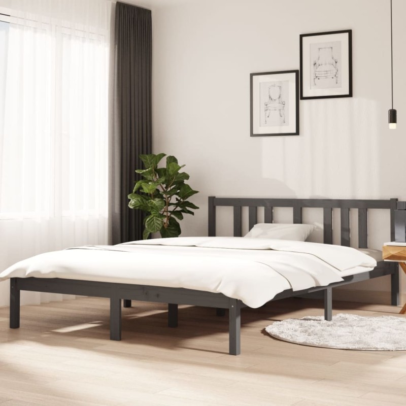 vidaXL Massivholzbett Grau 140x200 cm vidaXL Massivholzbett Grau 140x200 cm