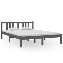 vidaXL Massivholzbett Grau 140x200 cm