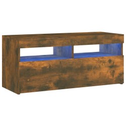 vidaXL TV-Schrank mit LED-Leuchten Räuchereiche 90x35x40 cm
