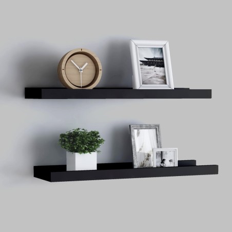 vidaXL Bilderleisten 2 Stk. Schwarz 60x9x3 cm MDF 