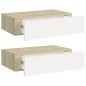 vidaXL Wand-Schubladenregale 2 Stk. Eiche und Weiß 40x23,5x10 cm MDF vidaXL Wand-Schubladenregale 2 Stk. Eiche und Weiß 40x23,5x10 cm MDF
