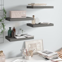 vidaXL Schwebende Wandregale 4 Stk. Hochglanz-Grau 40x23x3,8cm MDF 