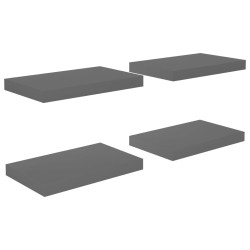 vidaXL Schwebende Wandregale 4 Stk. Hochglanz-Grau 40x23x3,8cm MDF 