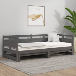 vidaXL Tagesbett Ausziehbar Grau Massivholz Kiefer 2x(80x200) cm