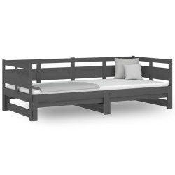 vidaXL Tagesbett Ausziehbar Grau Massivholz Kiefer 2x(80x200) cm