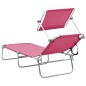 vidaXL Klappbare Sonnenliege mit Dach Stahl Magento Rosa vidaXL Klappbare Sonnenliege mit Dach Stahl Magento Rosa