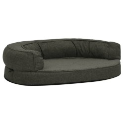 vidaXL Hundematratze Ergonomisch 90x64cm Leinenoptik Fleece Dunkelgrau