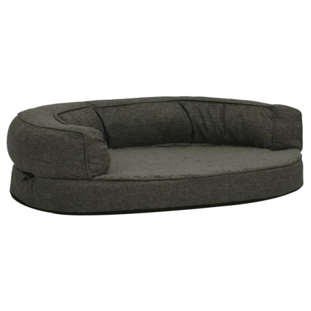 vidaXL Hundematratze Ergonomisch 90x64cm Leinenoptik Fleece Dunkelgrau