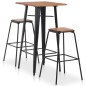 3-teiliges Bar-Set Stahl Schwarz Braun 3-teiliges Bar-Set Stahl Schwarz Braun