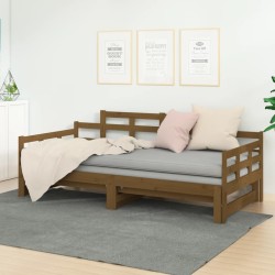 vidaXL Tagesbett Ausziehbar Honigbraun Massivholz Kiefer 2x(80x200) cm