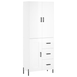 Highboard Hochglanz-Weiß 69,5x34x180 cm Holzwerkstoff