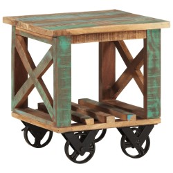 vidaXL Beistelltisch mit Rädern 40x40x42 cm Altholz Massiv