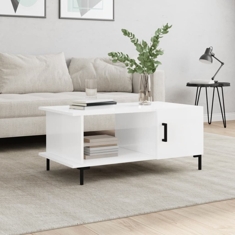 vidaXL Couchtisch Hochglanz-Weiß 90x50x40 cm Holzwerkstoff vidaXL Couchtisch Hochglanz-Weiß 90x50x40 cm Holzwerkstoff