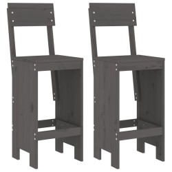 vidaXL Barhocker 2 Stk. Grau 40x48,5x115,5 cm Massivholz Kiefer