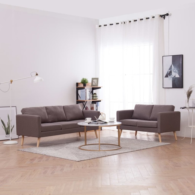 2-tlg. Sofagarnitur Stoff Taupe 2-tlg. Sofagarnitur Stoff Taupe