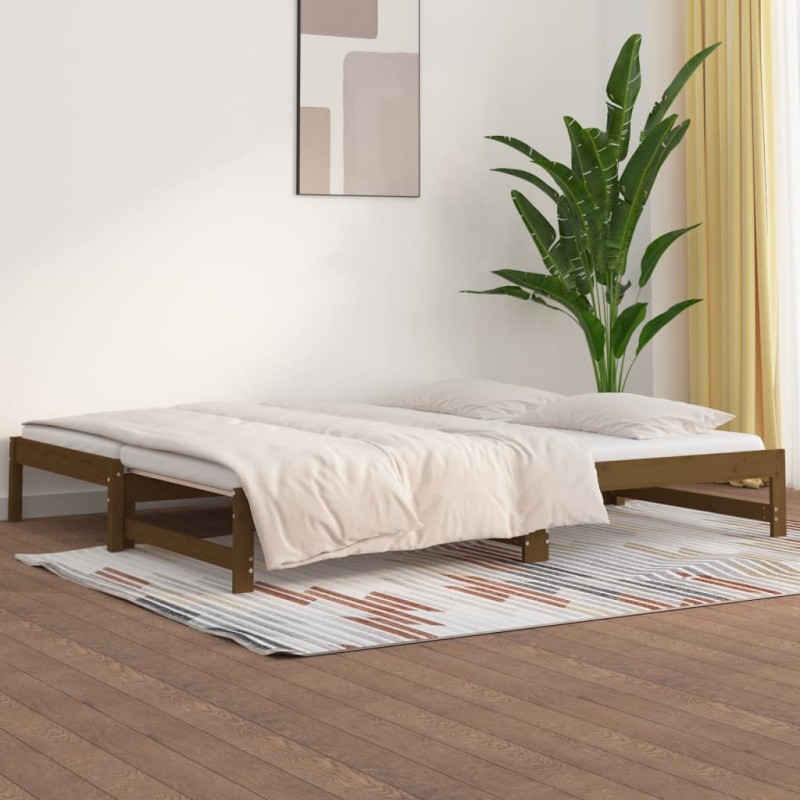 vidaXL Tagesbett Ausziehbar Honigbraun 2x(80x200) cm Massivholz Kiefer vidaXL Tagesbett Ausziehbar Honigbraun 2x(80x200) cm Massivholz Kiefer
