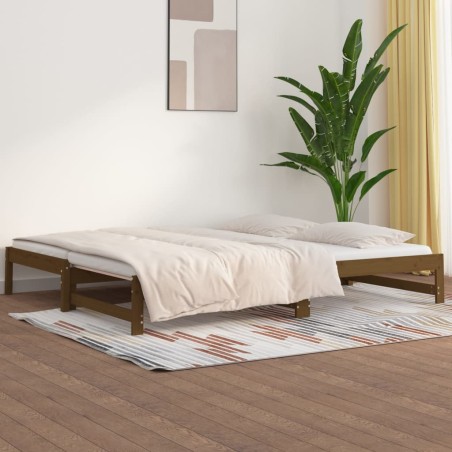 vidaXL Tagesbett Ausziehbar Honigbraun 2x(80x200) cm Massivholz Kiefer