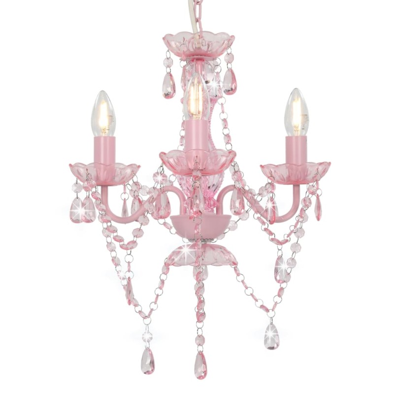 vidaXL Kronleuchter mit Perlen Rosa Rund 3×E14 vidaXL Kronleuchter mit Perlen Rosa Rund 3×E14