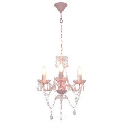 vidaXL Kronleuchter mit Perlen Rosa Rund 3×E14