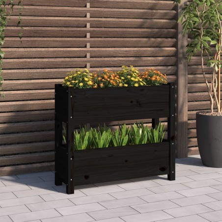 vidaXL Pflanzkübel Schwarz 77x25x66 cm Massivholz Kiefer