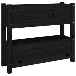 vidaXL Pflanzkübel Schwarz 77x25x66 cm Massivholz Kiefer