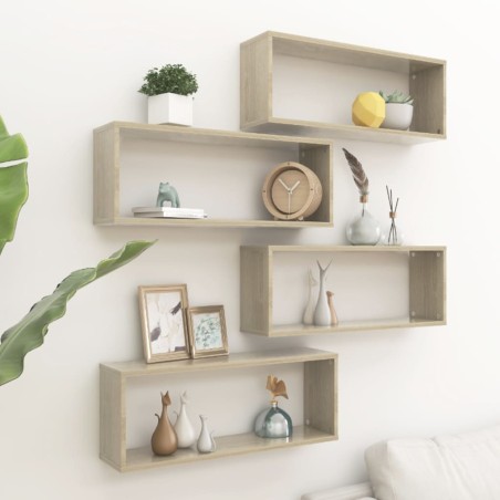 vidaXL Würfelregale 4 Stk. Sonoma-Eiche 60x15x23 cm Holzwerkstoff