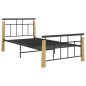 vidaXL Bettgestell Metall und Massivholz Eiche 100x200 cm vidaXL Bettgestell Metall und Massivholz Eiche 100x200 cm