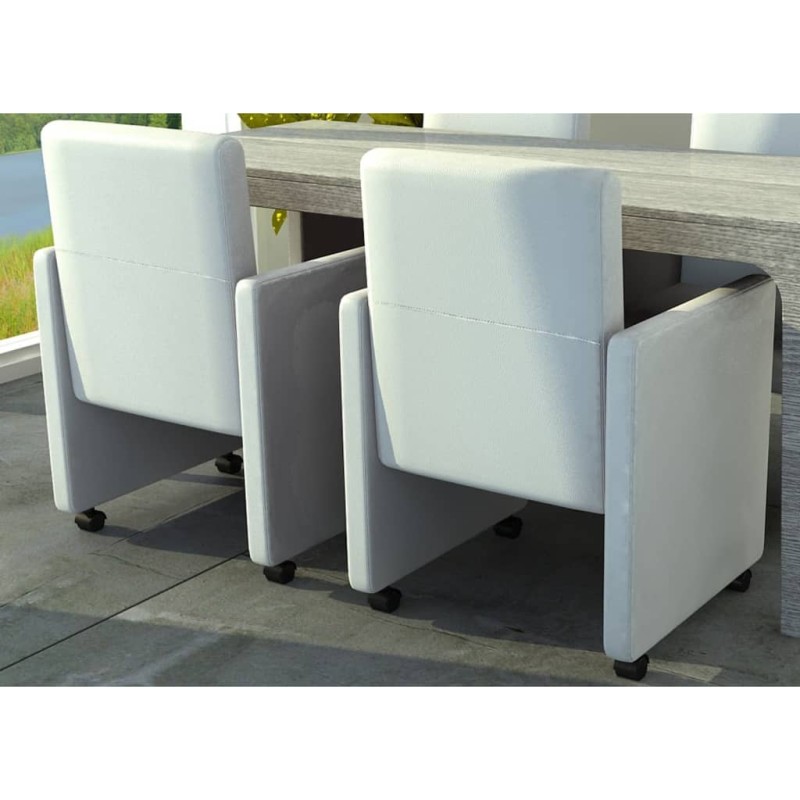 vidaXL Esszimmerstühle 2 Stk. Weiß Kunstleder vidaXL Esszimmerstühle 2 Stk. Weiß Kunstleder