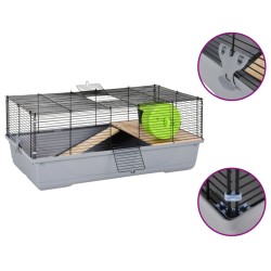 vidaXL Hamsterkäfig Grau 80x45x34 cm Polypropylen und Metall