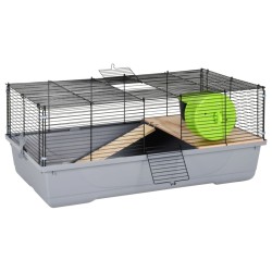 vidaXL Hamsterkäfig Grau 80x45x34 cm Polypropylen und Metall