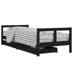 vidaXL Kinderbett mit Schubladen Schwarz 80x200 cm Massivholz Kiefer