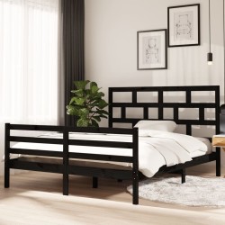 vidaXL Massivholzbett Schwarz Kiefer 160x200 cm