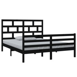 vidaXL Massivholzbett Schwarz Kiefer 160x200 cm