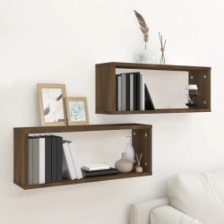 vidaXL Würfelregale 2 Stk. Braun Eiche 60x15x23 cm Holzwerkstoff