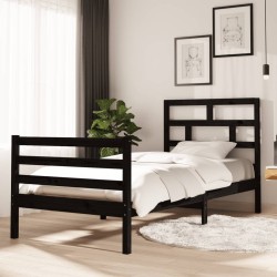 vidaXL Massivholzbett Schwarz Kiefer 90x200 cm