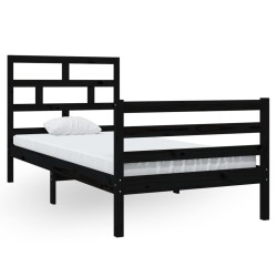 vidaXL Massivholzbett Schwarz Kiefer 90x200 cm