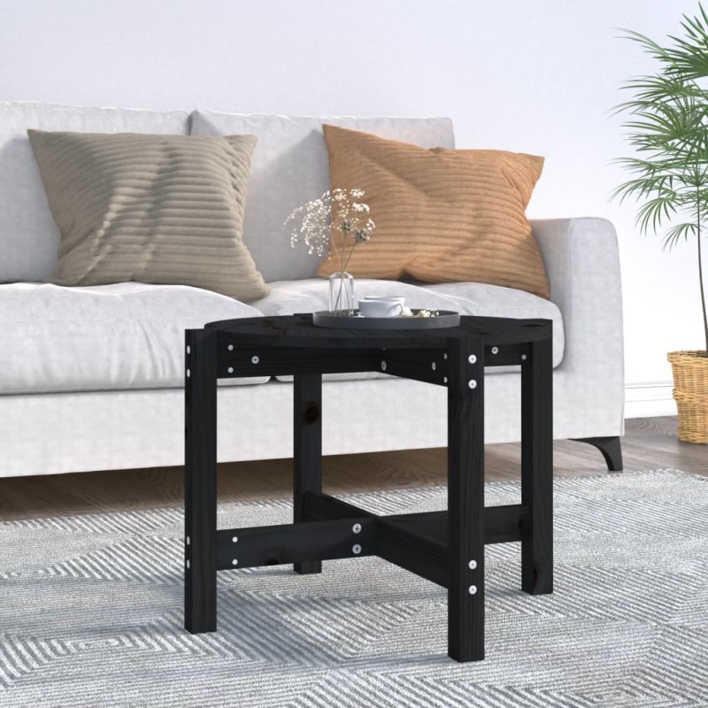 vidaXL Couchtisch Schwarz Ø 62,5x45 cm Massivholz Kiefer vidaXL Couchtisch Schwarz Ø 62,5x45 cm Massivholz Kiefer