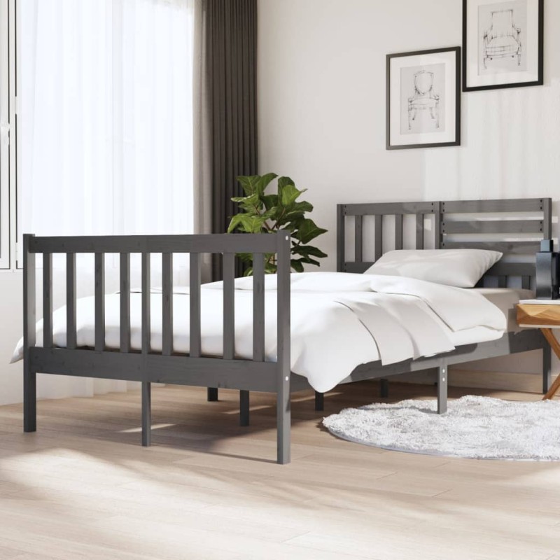 vidaXL Massivholzbett Grau 120x190 cm vidaXL Massivholzbett Grau 120x190 cm