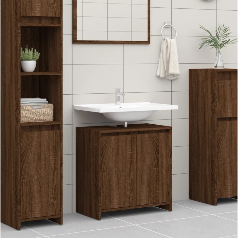 vidaXL Badschrank Braun Eichen-Optik 60x33x61 cm Holzwerkstoff vidaXL Badschrank Braun Eichen-Optik 60x33x61 cm Holzwerkstoff