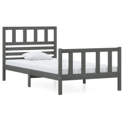 vidaXL Massivholzbett Grau 90x200 cm